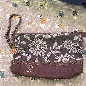 Floral Brown Wristlet Clutch